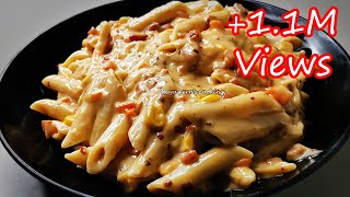 HOW TO MAKE PENNE PASTA IN CREAMY CHEESY WHITE SAUCE  PASTA IN WHITE SAUCE  WHITE SAUCE PASTA [upl. by Selfridge]