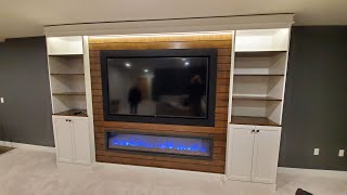 Custom Built In Entertainment Center 75quot TV With Fireplace Start to Finish [upl. by Xineohp]