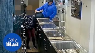 Three robbers viciously attack female employee in a jewellery raid [upl. by Esnohpla908]