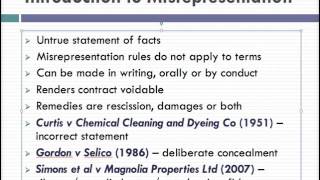 Misrepresentation Lecture 1 of 4 [upl. by Ahsenauj]