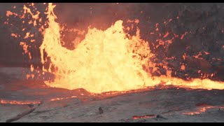 Water thrown into lava lake creates explosive results [upl. by Jacquelin]