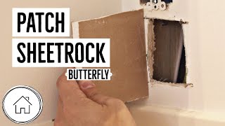 DIY patch a sheetrock hole  Butterfly or California patch [upl. by Foote]