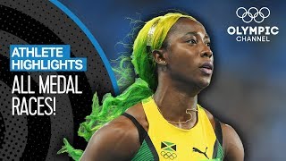 All ShellyAnn FraserPryces 🇯🇲 Olympic Medal Races  Athlete Highlights [upl. by Adnarem475]