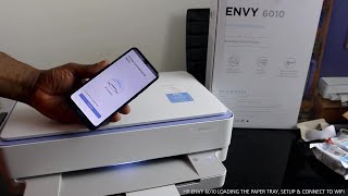 HP ENVY 6010 LOADING THE PAPER TRAY SETUP amp CONNECT TO WIFI [upl. by Hadias]