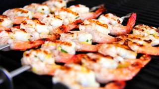 Zesty Lemon amp Garlic Prawn Skewers Video Recipe [upl. by Elleinnad]