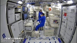 Chinese astronauts enter new space station after 65 hour flight [upl. by Anifur]