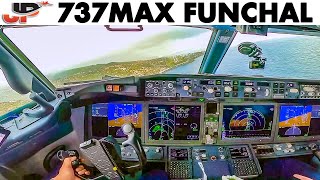 Tricky Funchal Landing TUIfly Boeing 737MAX  Wet Runway amp Rain on Final [upl. by Lilyan]