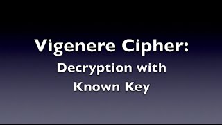 Vigenere Cipher  Decryption Known Key [upl. by Ades]