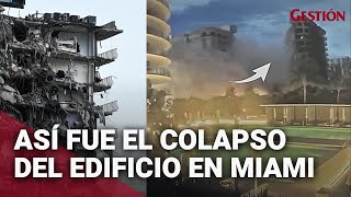 DERRUMBE EN MIAMI Momento del colapso del edificio Champlain Towers que dejó 51 desaparecidos [upl. by Caye]