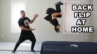 Learn How To Backflip AT HOME Easy Tutorial for Beginners [upl. by Apple330]