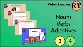 Nouns Verbs amp Adjectives  Video Lessons  EasyTeaching [upl. by Ydnik369]