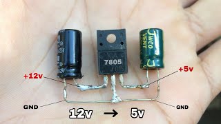 7805 Voltage Regulator Circuit  12v to 5v Stepdown Converter [upl. by Adieno]