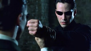 Neo vs Agents  The Matrix Reloaded Open Matte [upl. by Etnemelc877]