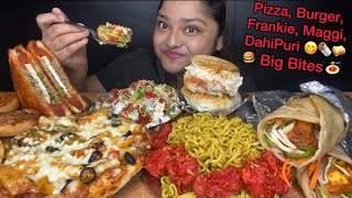 DAHI PURI CHEESY PIZZA MAGGI PANEER FRANKIE FRIED MANCHURIAN PAN PIZZA AND SANDWICHEATING SHOW [upl. by Nisbet]