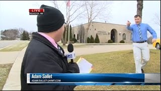 Watch a Bank Robber Interrupt This News Reporter During Live Broadcast [upl. by Murrah]