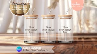 16 Oz Libbey Glass Can Mockup Canva Template Tutorial [upl. by Isidora]