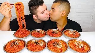 Super Spicy Fire Ramen Noodle Challenge • MUKBANG [upl. by Donaghue]