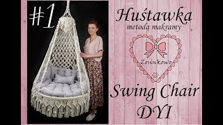 Huśtawka fotel z makramy part 1 materiały mocowanie szczytowe obręcz górna Macrame swing chair [upl. by Monro]