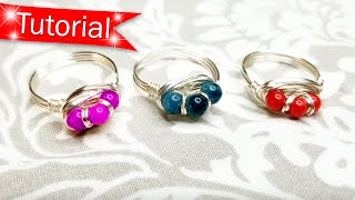 TUTORIAL  MAKE This Triple Bead Wire Wrapped Ring [upl. by Jung]