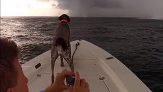 LobsterDiving Boaters Get Surrounded by Waterspouts [upl. by Ahkeber]