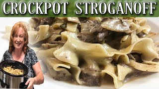 CROCKPOT CREAMY BEEF STROGANOFF RECIPE USING A ROAST [upl. by Ciccia]