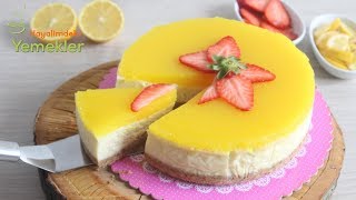 Enfes Sosuyla Limonlu CHEESECAKE Tarifi Cheesecake Nasıl Yapılır  Çizkek [upl. by Anirpas]