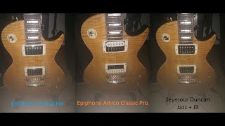 Epiphone Probuckers VS Alnico Classic Pros VS Seymour Duncan Jazz  JB [upl. by Richella]