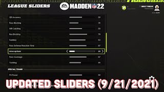 Updated Madden 22 Sliders 9212022 [upl. by Ryle]