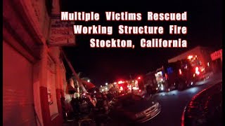 Multiple Victims Rescued • Working Structure Fire • Stockton Fire [upl. by Sufur911]