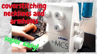 Easiest Way to Coverstitch Necklines and Armholes  2 Methods Juki MCS1500 [upl. by Idak]