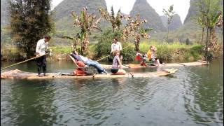 CHINA Yángshuò  Yùlóng River Rafting 桂林玉龙河竹排飘流 [upl. by Otinauj]