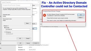 Fix An Active Directory Domain Controller Could Not be Contacted  cannot connect to domain [upl. by Nodnrb]