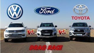 Amarok vs Ranger vs Hilux  DRAG RACE [upl. by Orvan357]