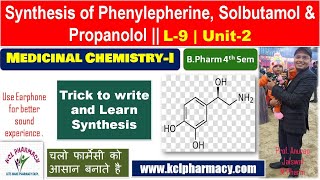 Synthesis of Phenylepherine  Solbutamol amp Propanolol  L9 Unit2 Medicinal Chemistry I [upl. by Akirdna]