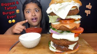 BIGGEST AND TALLEST BURGER 🍔 EVER BURGER EATING CHALLENGE  BIG BITES  FOOD CHALLENGE VIDEOS [upl. by Olonam]