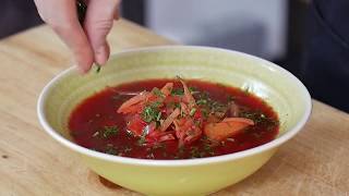 Vegetarian Borscht Recipe  Russian Beetroot Soup [upl. by Heddie]