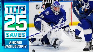 Top 25 Andrei Vasilevskiy Saves from 201920  NHL [upl. by Aniras]