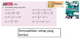 KSSM Matematik Tingkatan 3 Bab 1 indeks permudahkan setiap yang berikut uji minda 12a no1 buku teks [upl. by Alvita672]