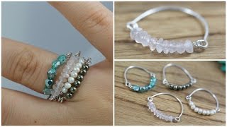 DIY Bead amp Wire Stacked Rings Jewelry Tutorial [upl. by Heidie757]