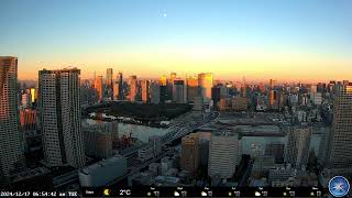 4K 東京 ライブカメラ Kachidoki sunset view Tokyo Live camera  Daytime moon [upl. by Olzsal301]