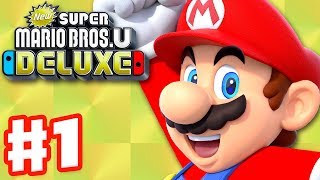 New Super Mario Bros U Deluxe  Gameplay Walkthrough Part 1  Acorn Plains 100 Nintendo Switch [upl. by Ynnavoj]