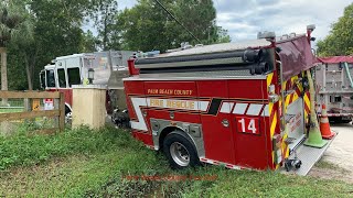 Fire Truck Crashes At House Fire [upl. by Joceline]