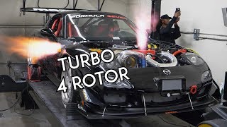 Turbo 4 Rotor RX7 SCREAMS on the Dyno  Mazzei Formula [upl. by Elocin653]