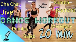 20 Min Beginner Dance Workout  Hustle Salsa Merengue Cha Cha Rumba Samba Jive  Follow Along [upl. by Trebmer]