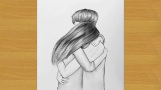 How to draw hugging couple  pencil drawing  Gali Gali Art [upl. by Las]