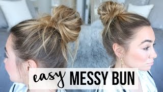 EASY MESSY BUN TUTORIAL  FINE THIN HAIR [upl. by Anailuig]