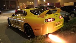 700HP Toyota Supra FROM HELL HUGE Flames amp BURNOUTS [upl. by Adnauq591]