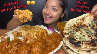 SPICY BUTTER CHICKEN 🔥 WITH JEERA RICE AND BUTTER NAAN  BIG BITES MUKBANG  FOOD EATING VIDEOS [upl. by Hal422]