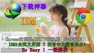 【下载神器】3：Chrome浏览器中IDM下载视频时【连接超时】问题的解决及IDM界面【中文显示】的设置操作 [upl. by Nomaj6]