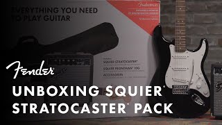 Unboxing The Squier Stratocaster Pack  Fender [upl. by Rebmac]